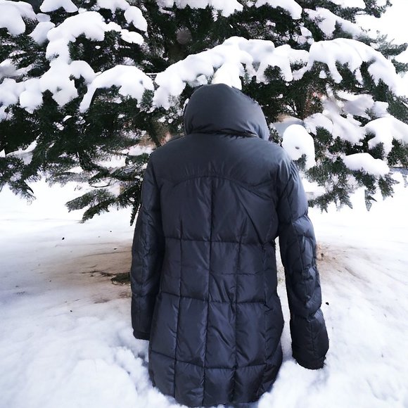 SAM Quilted Down Puffer Dark Blue Coat Zip Closure Excellent Condition Size L - Picture 2 of 7